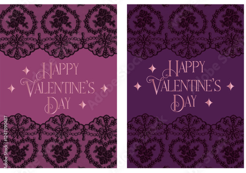 Set of Luxury Valentine's day cards. Cute love sale flyer template, poster, label, ad, copy space, cover, banner design set. Modern typography art background. Trendy style. Vector illustration	