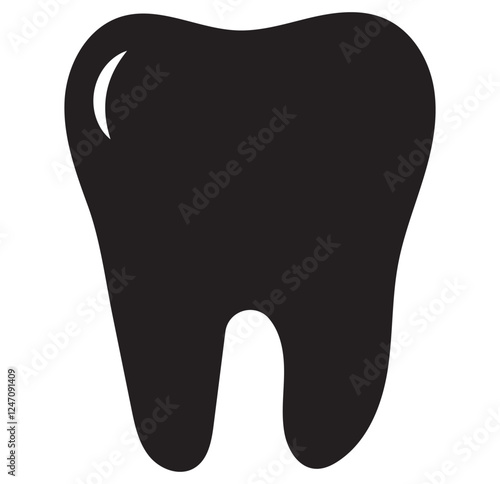  Tooth vector icon, tooth silhouette vector, Black tooth shape symbol