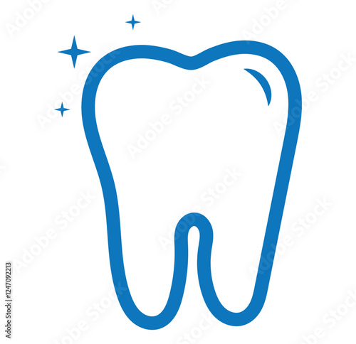 Tooth icon. Dental clinic logo. Human teeth vector illustration. Blue dentistry logotype. Oral hygiene concept. Dentist sign. 