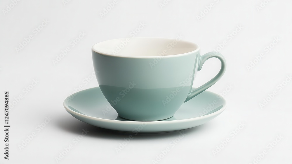 Isolated image of a coffee cup and saucer placed on a white surface, perfect for home decor or cafee-related products. Isolated image of a coffee cup and saucer placed on a white surface, perfect for home decor or cafee-related products.