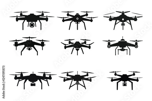 Black Silhouette OF a Drone Set