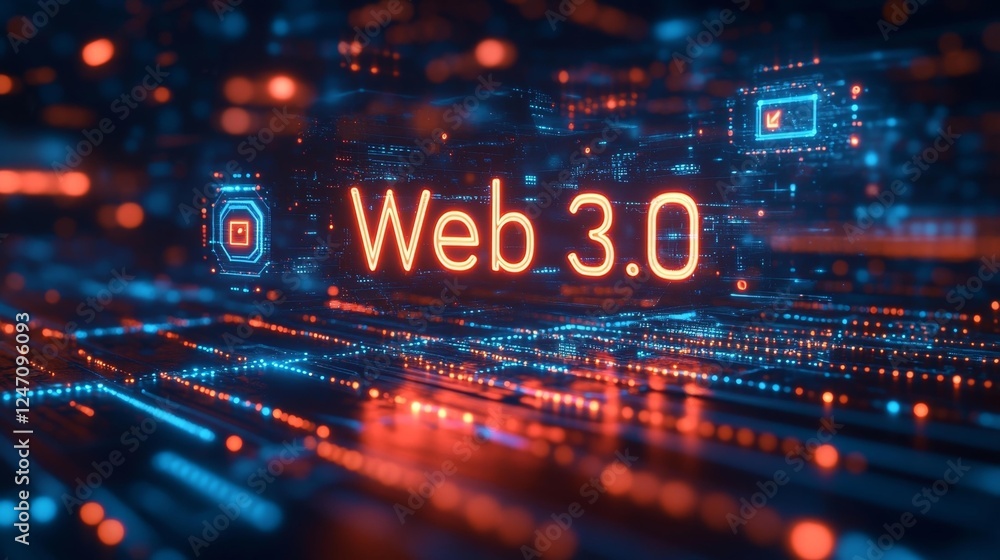 Vibrant Web 3.0 Network Connections and Digital Interface. Generative AI Vibrant Web 3.0 Network Connections and Digital Interface. Generative AI