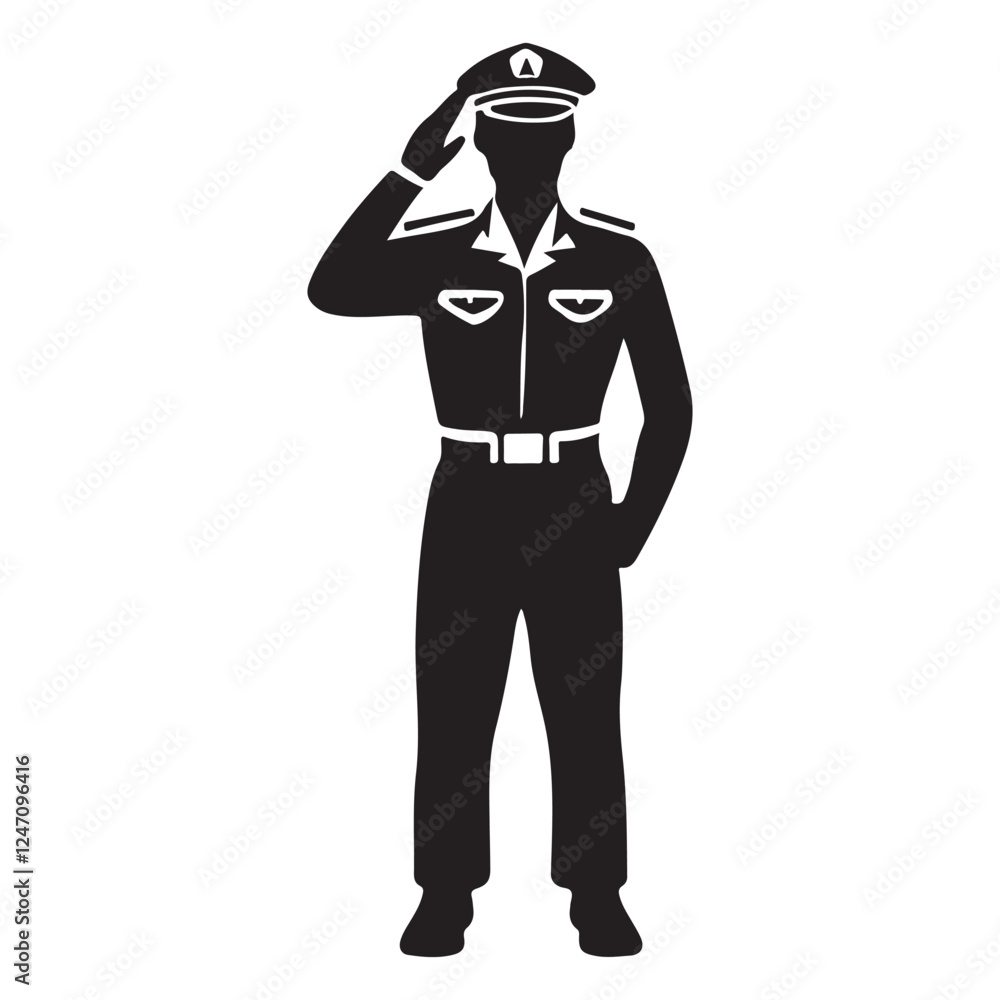 Law Enforcement Salute Icon – Black and White Vector Law Enforcement Salute Icon – Black and White Vector