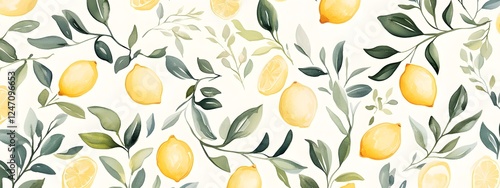 Lemon print pattern, vintage illustration
