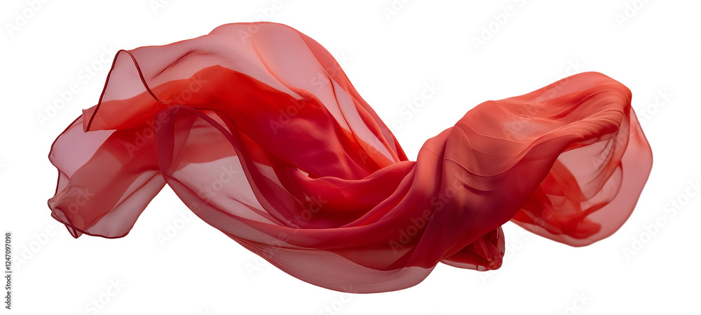 Red Veil Fabric Isolated on White or Transparent Background Red Veil Fabric Isolated on White or Transparent Background