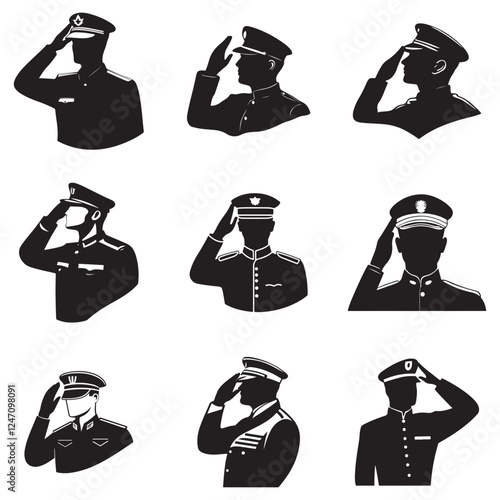 Military Salute Vector Icon – Black Silhouette Design