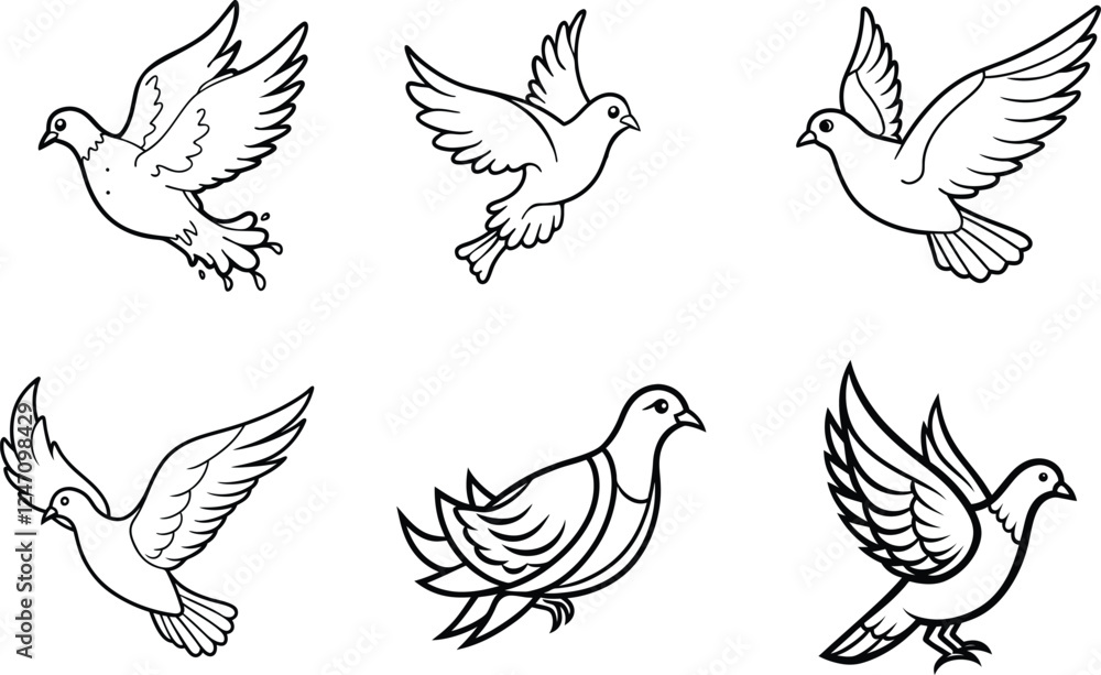 Fototapeta premium vector set of dove