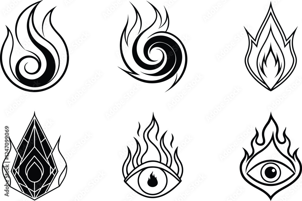 Fototapeta premium set of fire flames