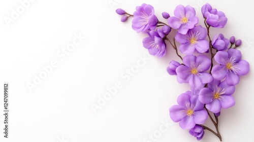 Wallpaper Mural Delicate Purple Cherry Blossoms on White. Generative AI Torontodigital.ca