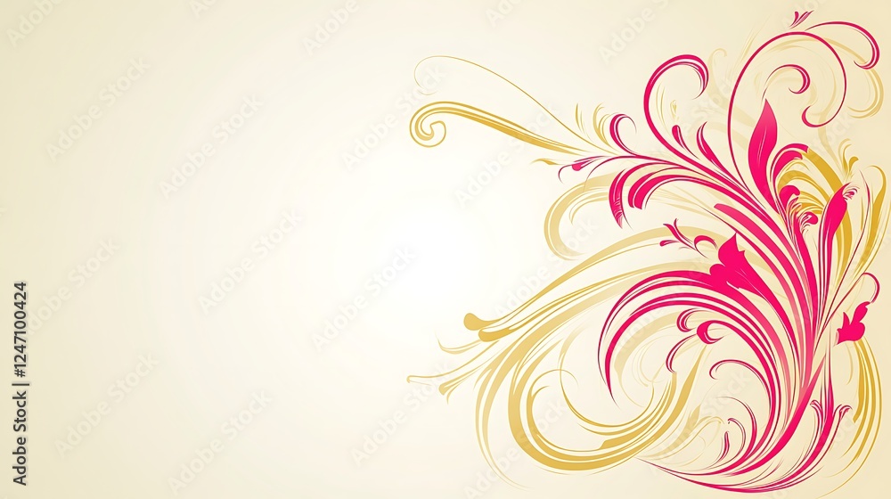 Elegant floral design, beige background Elegant floral design, beige background