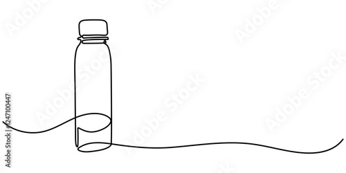 Continuous Line Drawing of Water Bottle Icon. Hand Drawn Symbol Vector Illustration, Continuous one line drawing of water drink bottle. Sports water bottle single line vector illustration. Plastic