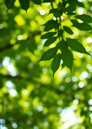 Blurred green background with bokeh leaves on a sunny day bokeh green bokeh green abstract background light bright blur pattern