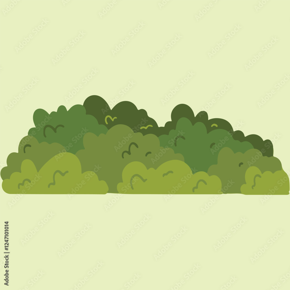Fototapeta premium vector illustration of a green bush with dense foliage.