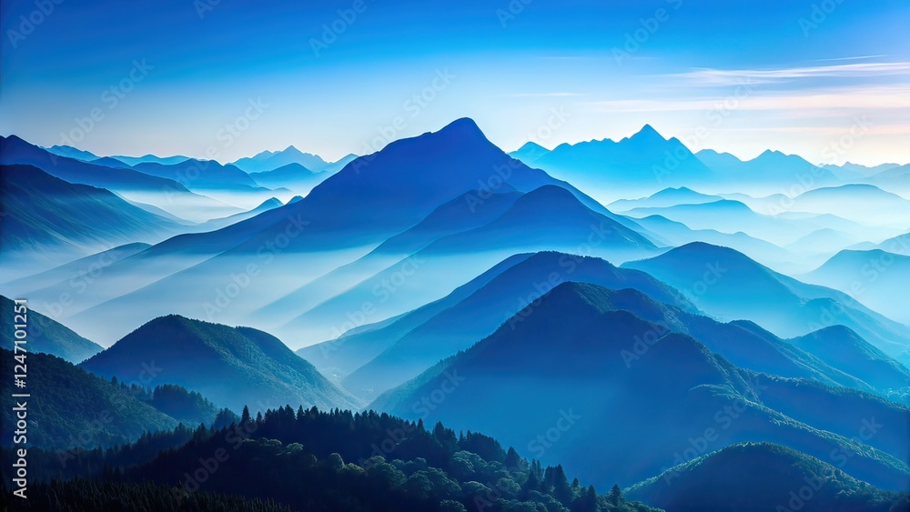 Fototapeta premium Minimalist Blue Mountain Background for Product Photography