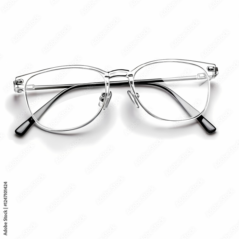 Transparent reading glasses isolated on white background 