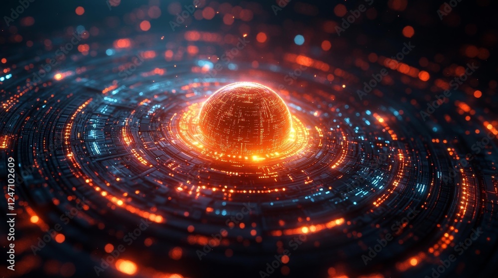Vibrant Digital Globe with Neon Light Circuits Background. Generative AI Vibrant Digital Globe with Neon Light Circuits Background. Generative AI
