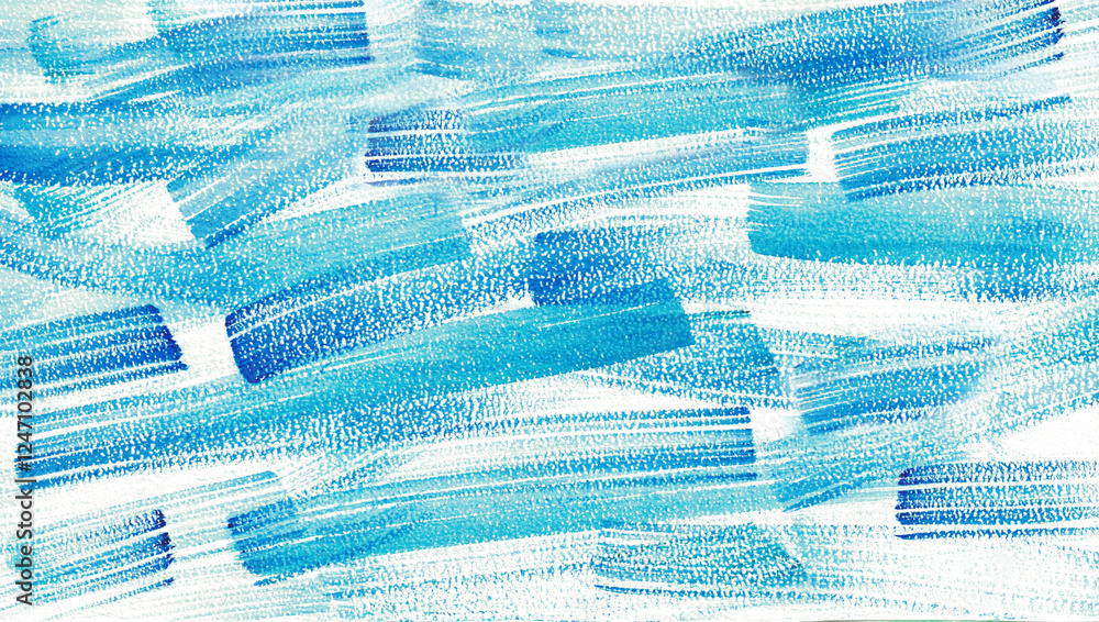 Light blue turquoise cyan sea teal agua white water watercolor. Colorful art background. Brush stroke line stripe wave brushstroke. Daub chaos chaotic abstract geometric pattern. Design.