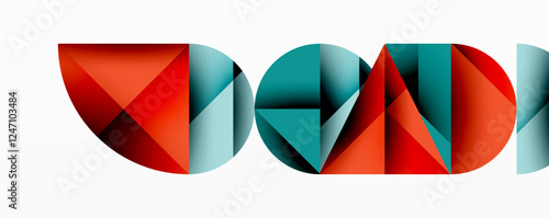 Abstract geometric pattern with intersecting circles and triangles in gradients. The high-contrast composition creates depth and a dynamic, modern aesthetic