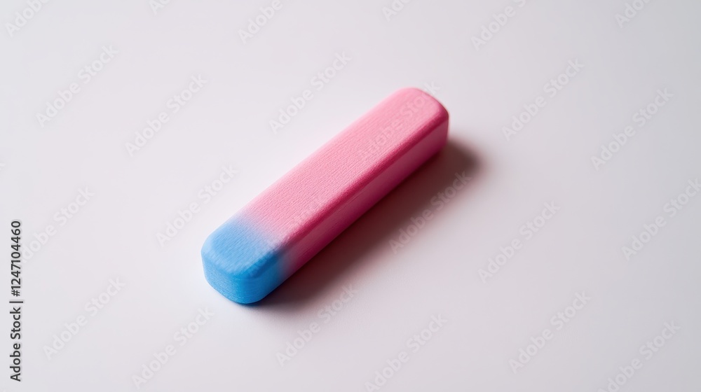 A single eraser on a white background, ideal for promoting office supplies or school-related products.