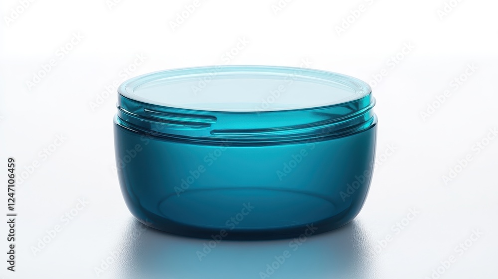 Isolated shot of a skincare cream jar placed on a white surface, great for beauty or wellness advertising. Isolated shot of a skincare cream jar placed on a white surface, great for beauty or wellness advertising.