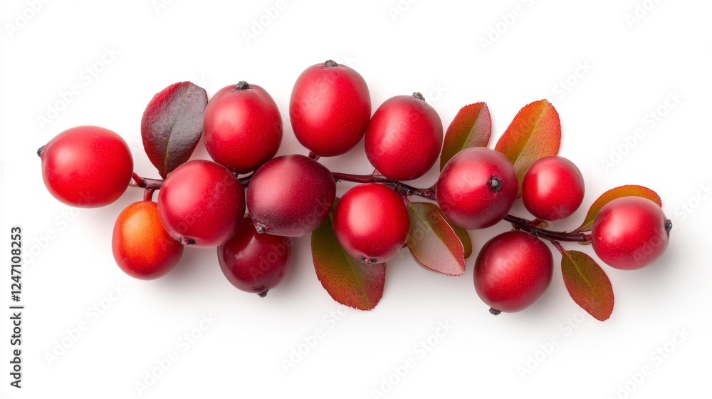 Vibrant Red Berries Clustered on a Branch with Leaves. Generative AI Vibrant Red Berries Clustered on a Branch with Leaves. Generative AI