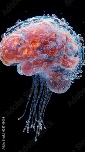 Brightly glowing brain illustration showcasing neural connections and vibrant...