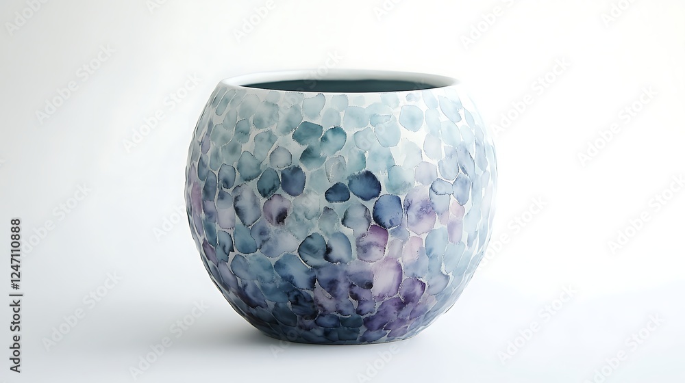 Blue mosaic ceramic vase on white surface Blue mosaic ceramic vase on white surface