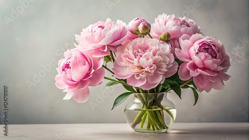 Wallpaper Mural Minimalist Pink Peony Bouquet in Vase AI Art Torontodigital.ca