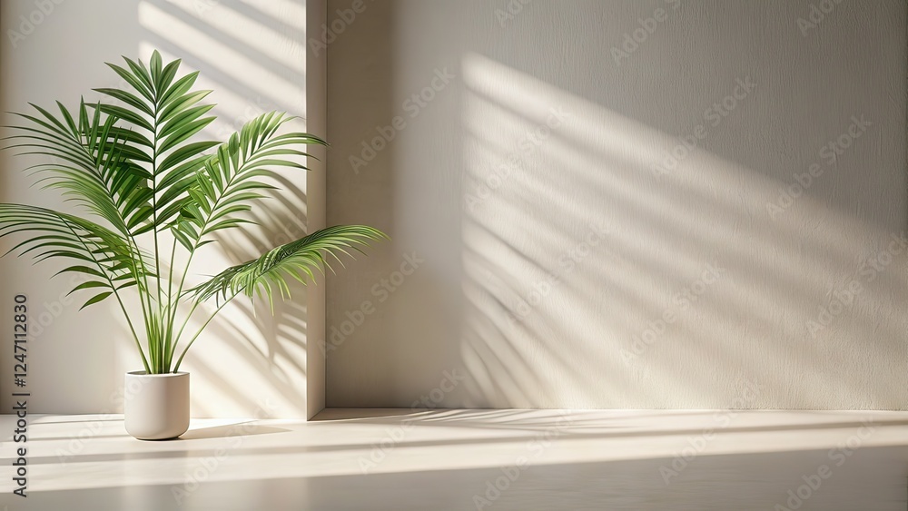 Minimalist Product Display - Off-White Wall Leaf Shadows Minimalist Product Display - Off-White Wall Leaf Shadows