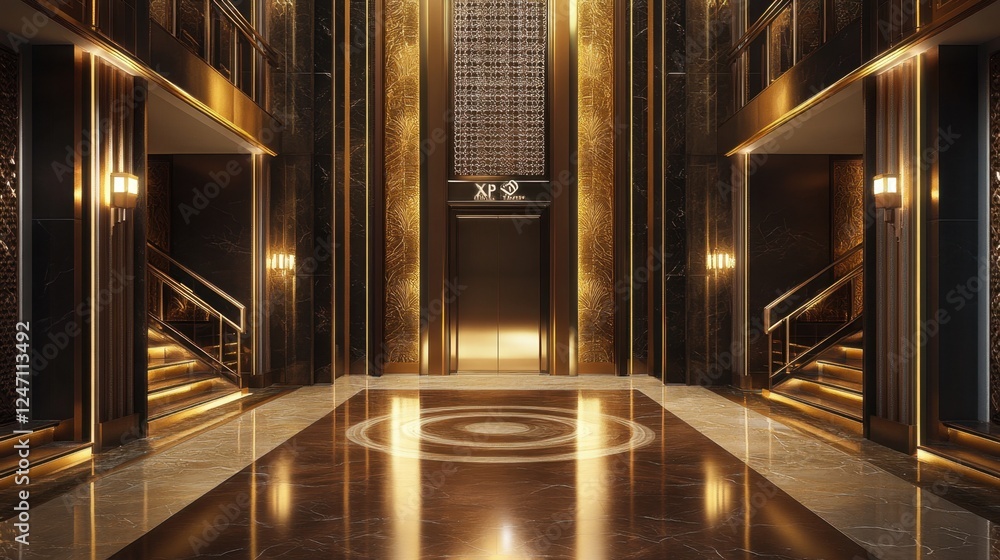 Elegant entrance of a residential building featuring a decorative lobby design
Elegant entrance of a residential building featuring a decorative lobby design