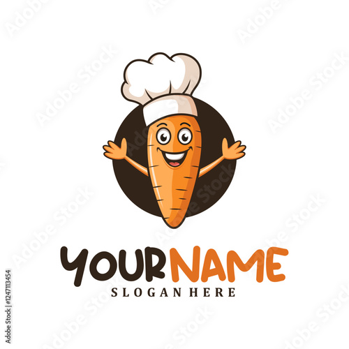 Character Carrot with chef hat logo design concept vector. Creative Carrot Logo Design Template.