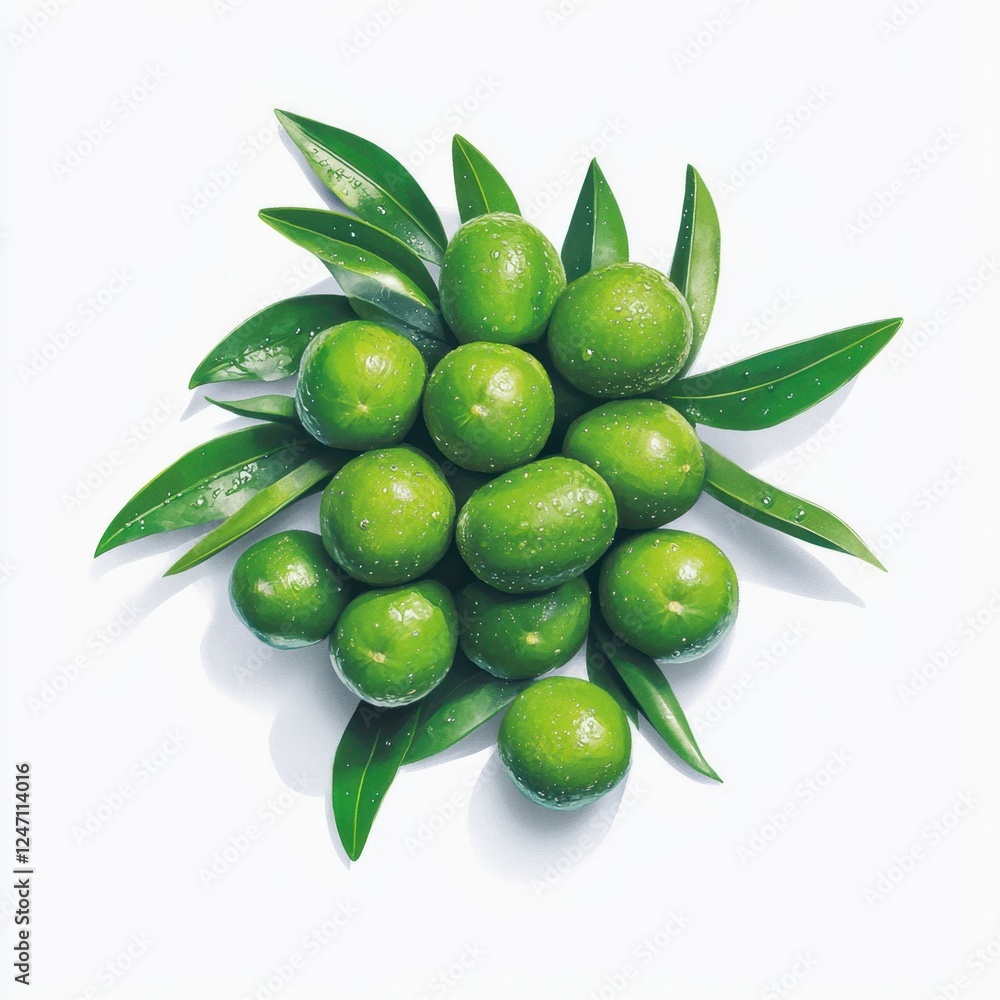 Obraz premium Bunch of Longans with Leaves in Vector Style