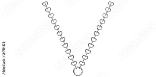 Stunning Silver Chain Isolated On White Background, Antique Jewelry Vector Illustration.	