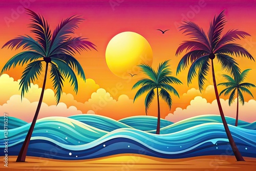 Minimalist Summer Beach Backgrounds for Print & Digital Media