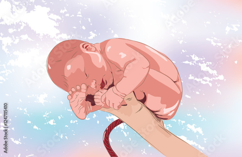 Newborn Baby Realistic Poster Mother s day. Vector