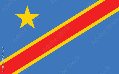 flag of the Democratic Republic of the Congo. Congo  Democratic flag national material design. State in Africa national symbol. DR Congo patriotic sign.