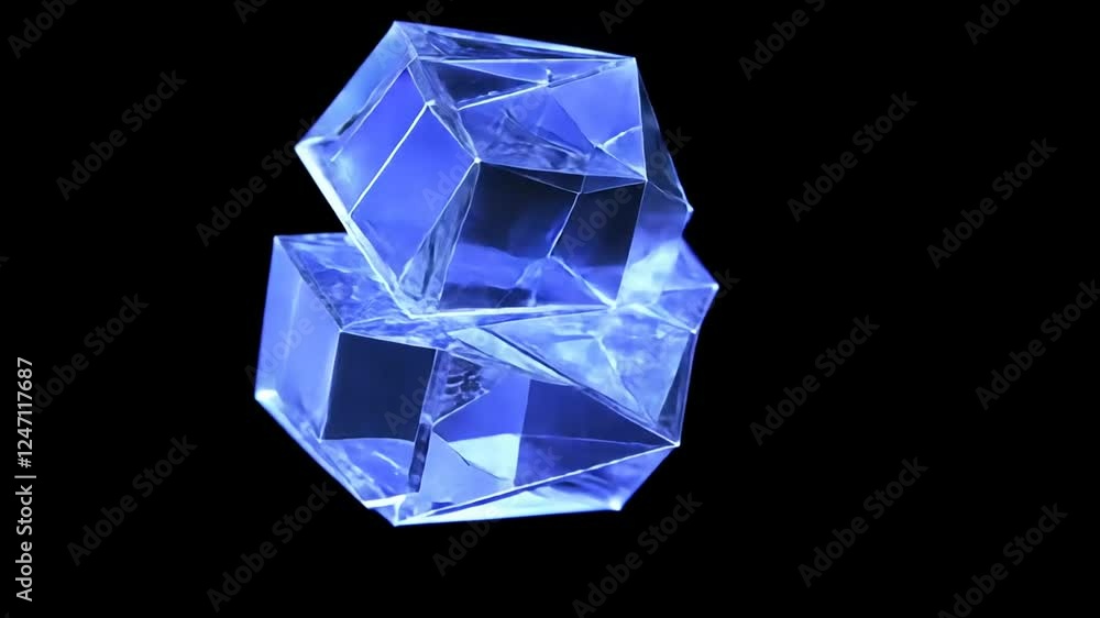Blue crystals cluster, dark background, 3D render, graphic design Blue crystals cluster, dark background, 3D render, graphic design