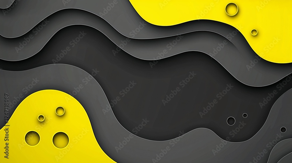 Abstract yellow-black waves background design Abstract yellow-black waves background design