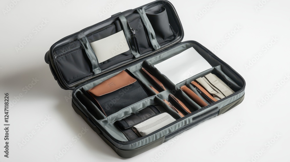 Close-up of a travel organizer set on a clean white background, perfect for promoting luggage accessories. Close-up of a travel organizer set on a clean white background, perfect for promoting luggage accessories.