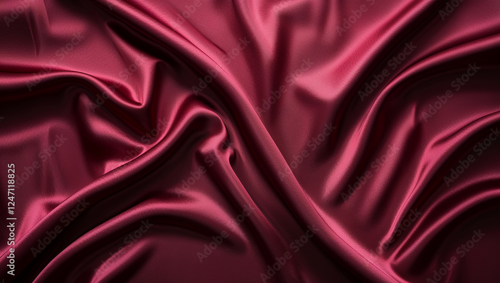 Fototapeta premium Luxurious maroon silk background - smooth, elegant folds and evenly lit