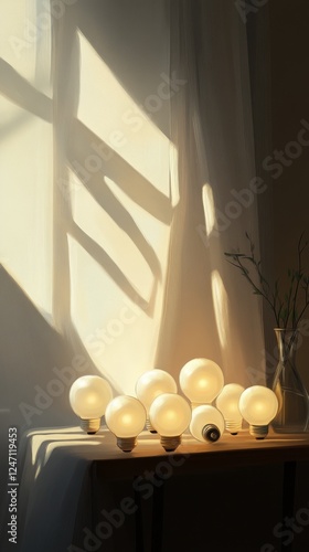Warm glow of vintage lamps illuminating a cozy interior space at sunset