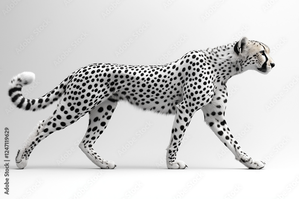 Naklejka premium leopard cub in front of white background