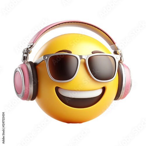 3d character EMOJIS with headphones isolated on white background