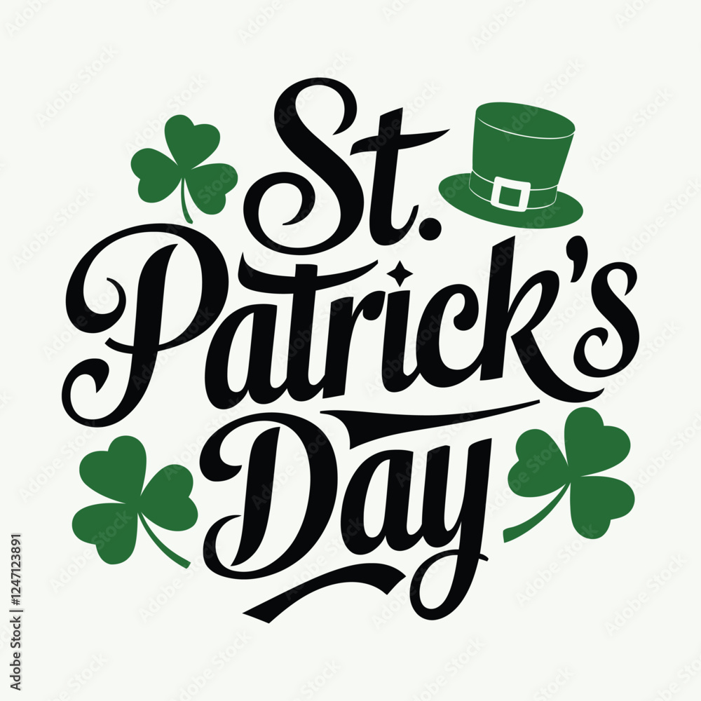 Naklejka premium St. Patrick s Day lettering greeting card. Calligraphic design, poster, banner template. Vector