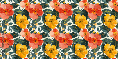 Seamless watercolor floral pattern - green leaves and branches composition on background, perfect for wrappers, wallpapers, postcards, greeting cards, wedding invitations, romantic events