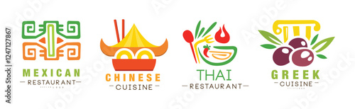 Cuisine of Different Culture Logo Design Template Vector Set