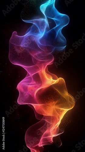 Fluid patterns with glowing elements create a mesmerizing visual effect in da...