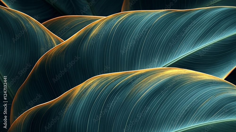 Teal tropical leaves, textured background, nature design Teal tropical leaves, textured background, nature design