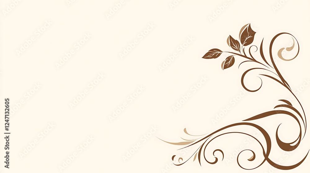 Floral Corner Design, Cream Background, Invitation Floral Corner Design, Cream Background, Invitation