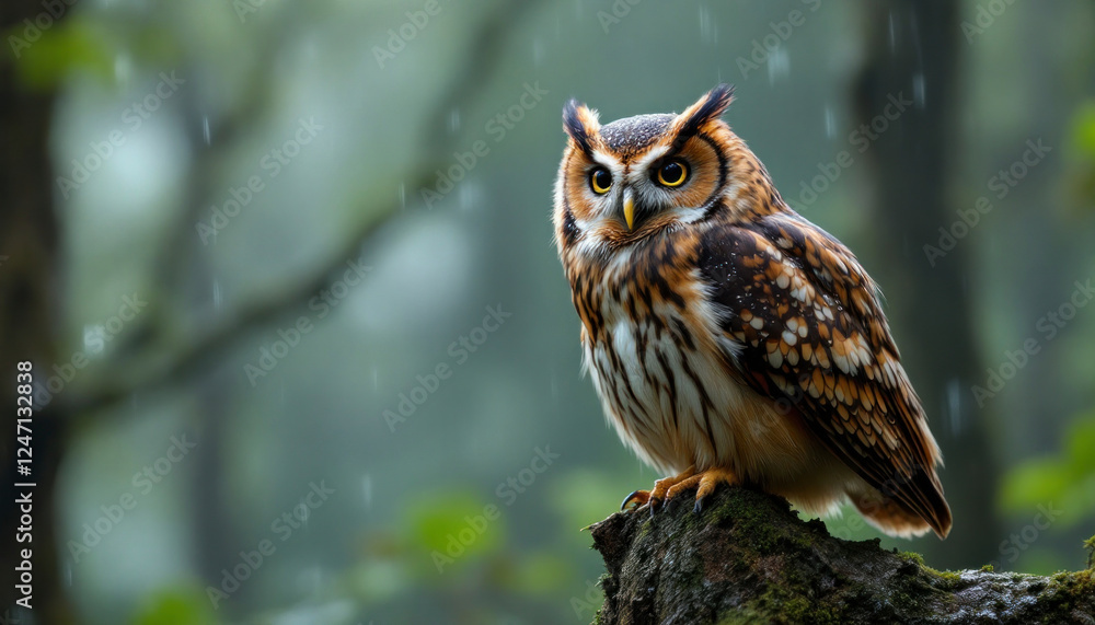 Portrait of an eurasian eagle-owl sitting on a glove Portrait of an eurasian eagle-owl sitting on a glove